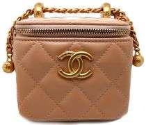 Chanel, Mini Vanity Case, Beige, Leather (Box, Papers, Tag & Dust Bag)