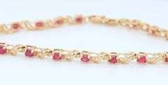 10KT Yello Gold Red Spinel Tennis Bracelet
