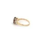 10K Yellow Gold Oval Smoky Quartz Blue Topaz Statement Ring