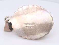 Vintage 925 Sterling Silver Mexico Amber Pendant