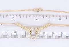 Dazzling Yellow Gold Round Brilliant Cut Diamond open Circle Necklace