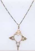 Vintage Cross Heart Shaped Pendant on Chain