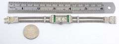 Elegant c.1927 Emerald, Diamond, & Platinum Watch