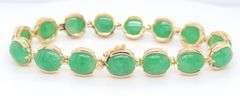 Fabulous Yellow Gold Green Jade Link Bracelet