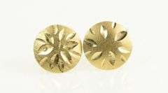 14K Yellow Gold Diamond Cut Round Vintage Classic Stud Earrings
