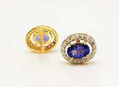 14KT YELLOW GOLD, TANZANITE, & DIAMOND EARRINGS