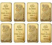 GROUP LOT OF 8X 1.0 GRAM PURE GOLD BARS