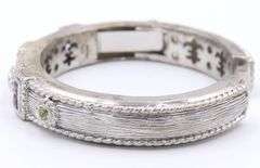 Vintage 925 Sterling Silver Amethyst and Peridot Cugg Bangle