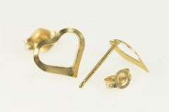 14K Yellow Gold Vintage Simple Heart Love Symbol Stud Earrings