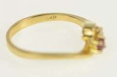 10K Yellow Gold Ruby Diamond Accent Vintage Wavy Ring