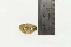 10K Yellow Gold Vintage Claddagh Traditional Celtic Loyalty Ring