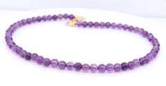 Amethyst Bead Anklet with Yellow Gold