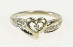 10K White Gold Classic Diamond Heart Love Symbol Promise Ring