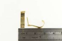 14K Yellow Gold Squared Curved Bar Striped Vintage Statement Earrings