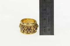 14K Yellow Gold Ornate Etruscan Revival Ruby Elaborate Band Ring