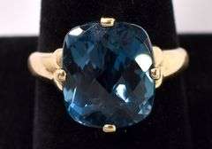 Rich London Blue Topaz Gemstone Ring In Yellow Gold