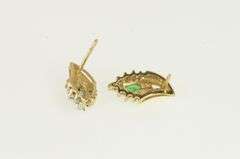 10K Yellow Gold Marquise Emerald Diamond Halo Vintage Stud Earrings