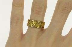 14K Yellow Gold 8.0mm Textured Nugget Gold Rush Band Ring