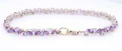 Charming White Gold Amethyst and Tanzanite Tennis Bracelet