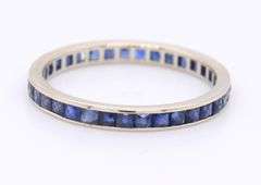 Vintage White Gold Blue Sapphire Eternity Band