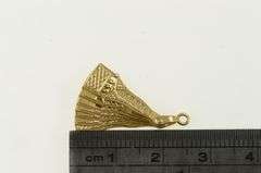 14K Yellow Gold 3D Articulated Vintage Hand Fan Fashion Charm/Pendant