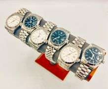 GROUP LOT OF 6x BRAND NEW MEN'S DAY DATE WATCHES- SS AND WATERPROOF