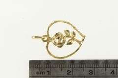 14K Yellow Gold Diamond Cut Heart Rose Flower Romantic Charm/Pendant