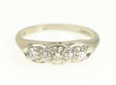 14K White Gold 1950's Diamond Ornate Classic Vintage Ring