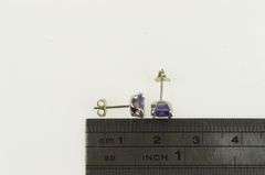 10K White Gold Princess Cut Iolite Solitaire Square Stud Earrings