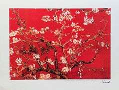 Estate Pencil Signed Vincent Van Gogh, Almond Blossoms - Red