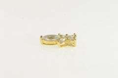 14K Yellow Gold Marquise CZ Butterfly Flower Drop Pendant