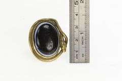 14K Yellow Gold Black Onyx Cabochon Sim. Emerald Snake Ring
