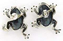 Whimsical Sterling Frog Earrings with Garnet Eyes