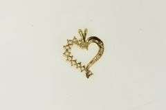 14K Yellow Gold Classic CZ Heart Love Symbol Vintage Pendant