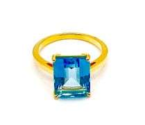 14KT YELLOW GOLD & 6.00 CARAT BLUE TOPAZ COCKTAIL RING