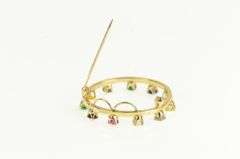 14K Yellow Gold 1960's Round Rainbow Spinel Gemstone Pendant