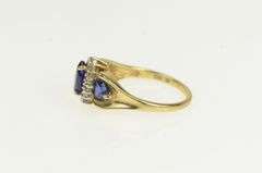 10K Yellow Gold Syn. Marquise Sapphire Diamond Halo Statement Ring