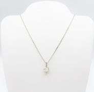 14kt Solid White Gold Diamond Pendant Necklace