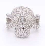 Sterling Silver CZ Skull Ring