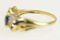 10K Yellow Gold Marquise Natural Sapphire Diamond Bypass Ring