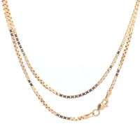 10K Yellow Gold 1.5mm Thick Box Link Classic Square Chain Necklace