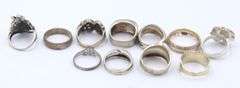 Group Lot of 11 Vintage 925 Sterling Silver Rings