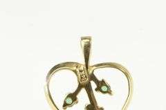 14K Yellow Gold Cubic Zirconia Emerald Heart Valentine Love Pendant