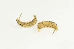 14K Yellow Gold 0.84 Ctw Diamond Striped Semi Hoop Curved Earrings