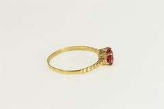 14K Yellow Gold Round Syn. Ruby Solitaire Vintage Statement Ring
