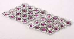 Exquisite Ruby and Diamond Dangle Earrings In White Gold