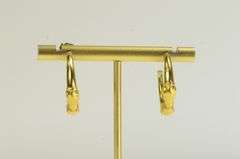 18K Yellow Gold Aries Zodiac Sign Ram Ornate Vintage Hoop Earrings