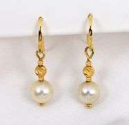 Pretty 14k and Pearl Dangle Earrings