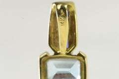 14K Yellow Gold Emerald Cut Blue Topaz Sapphire Accent Pendant