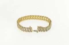 14K Yellow Gold 1.14 Ctw Diamond Wavy Bar Link Tennis Bracelet